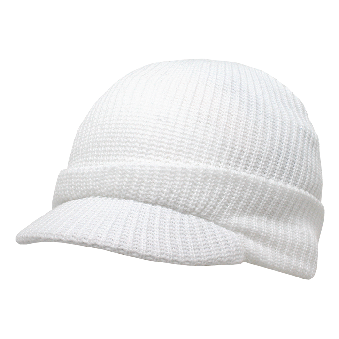 Decky 605 Beanie Hat - 100% Acrylic, Curved Brim