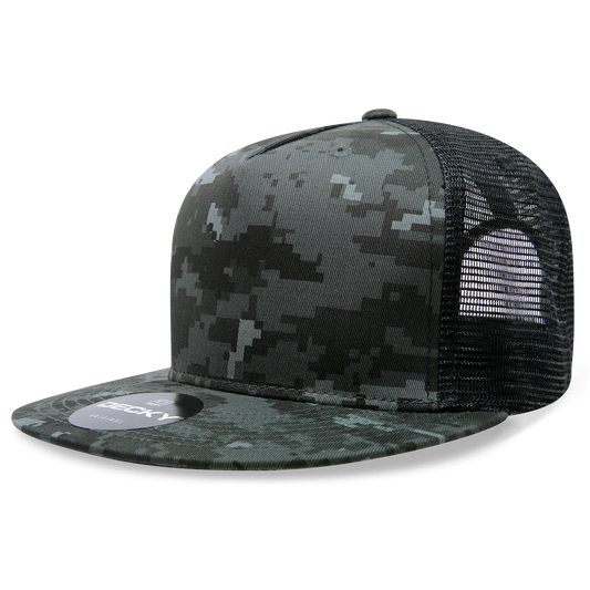 Decky 1063 Trucker Hat - Structured, Flat Brim