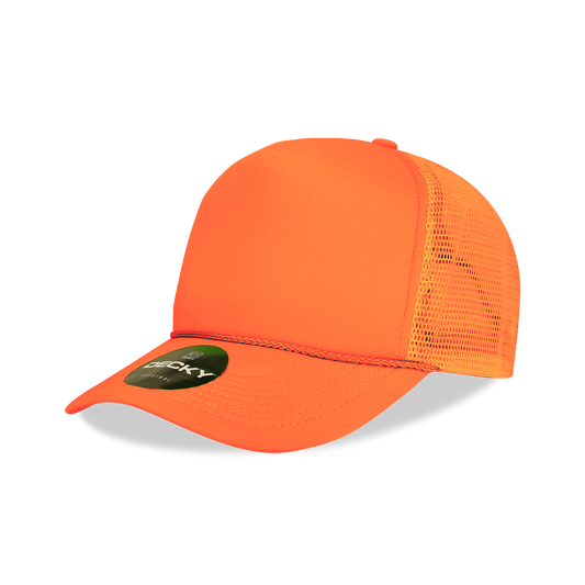 Decky 221 Solid Color Neon Foam Trucker Cap - 20% Cotton, 80% Polyeste