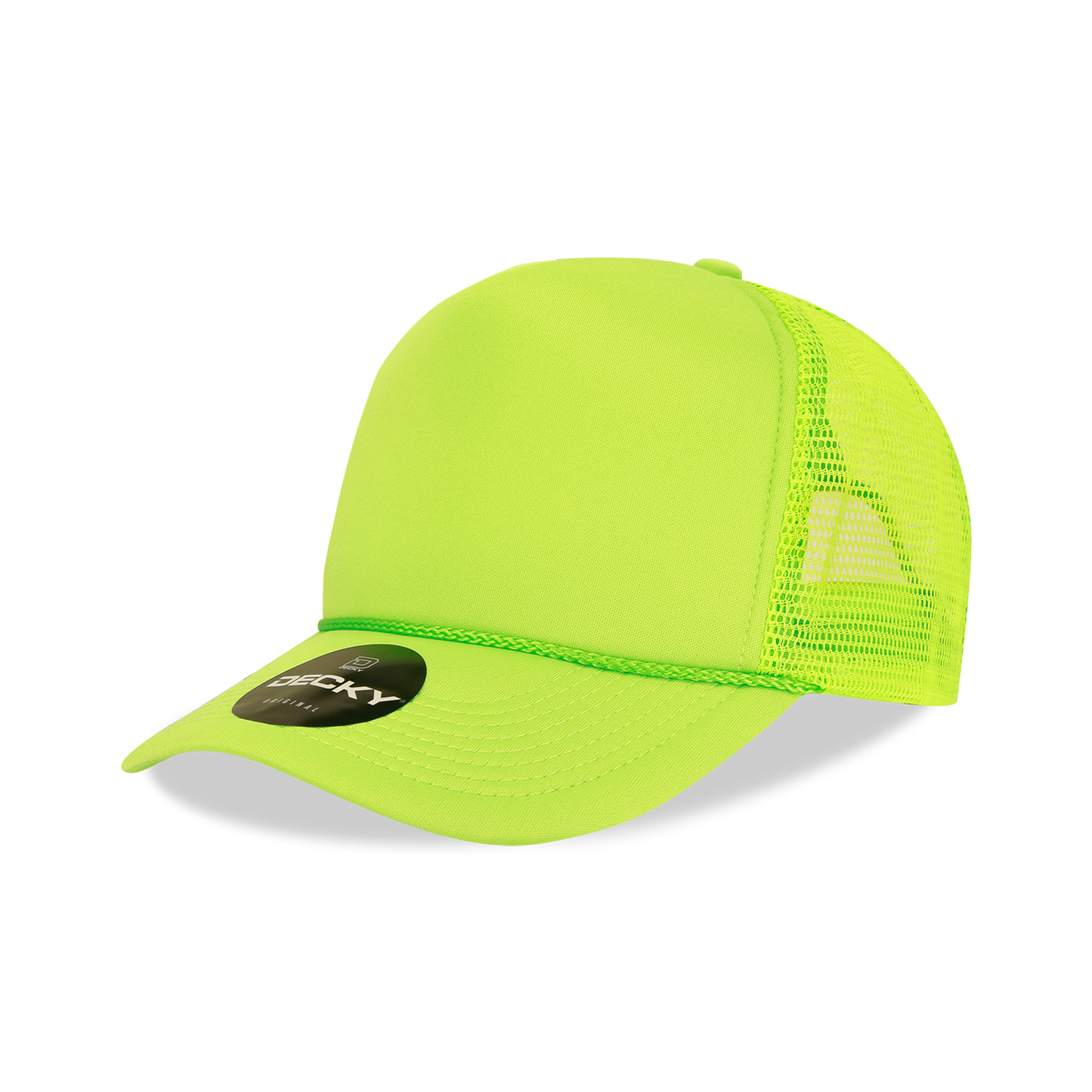 Decky 221 Solid Color Neon Foam Trucker Cap - 20% Cotton, 80% Polyeste