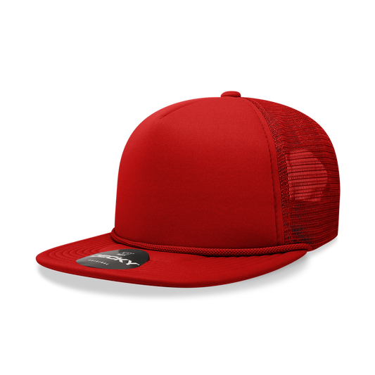 Decky 223 Solid Color Flat Bill Foam Trucker Cap - 60% Polyester, 40%