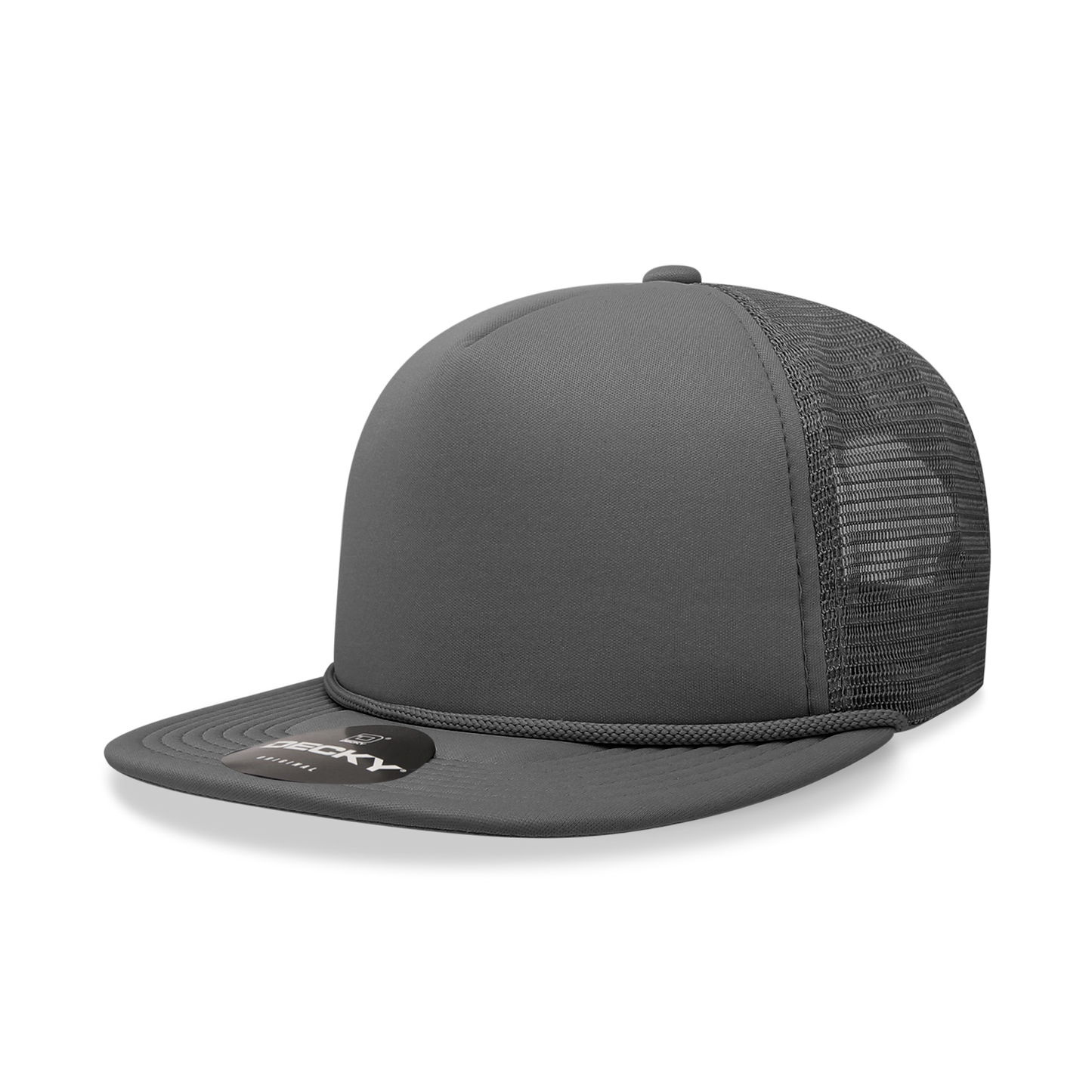 Decky 223 Solid Color Flat Bill Foam Trucker Cap - 60% Polyester, 40%