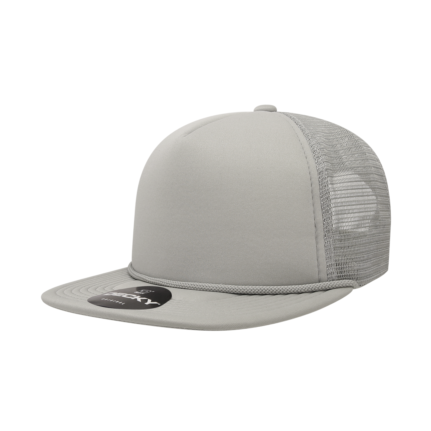 Decky 223 Solid Color Flat Bill Foam Trucker Cap - 60% Polyester, 40%