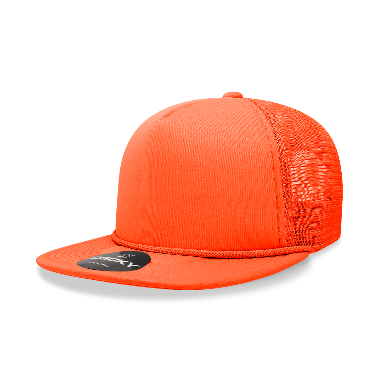 Decky 223 Solid Color Flat Bill Foam Trucker Cap - 60% Polyester, 40%