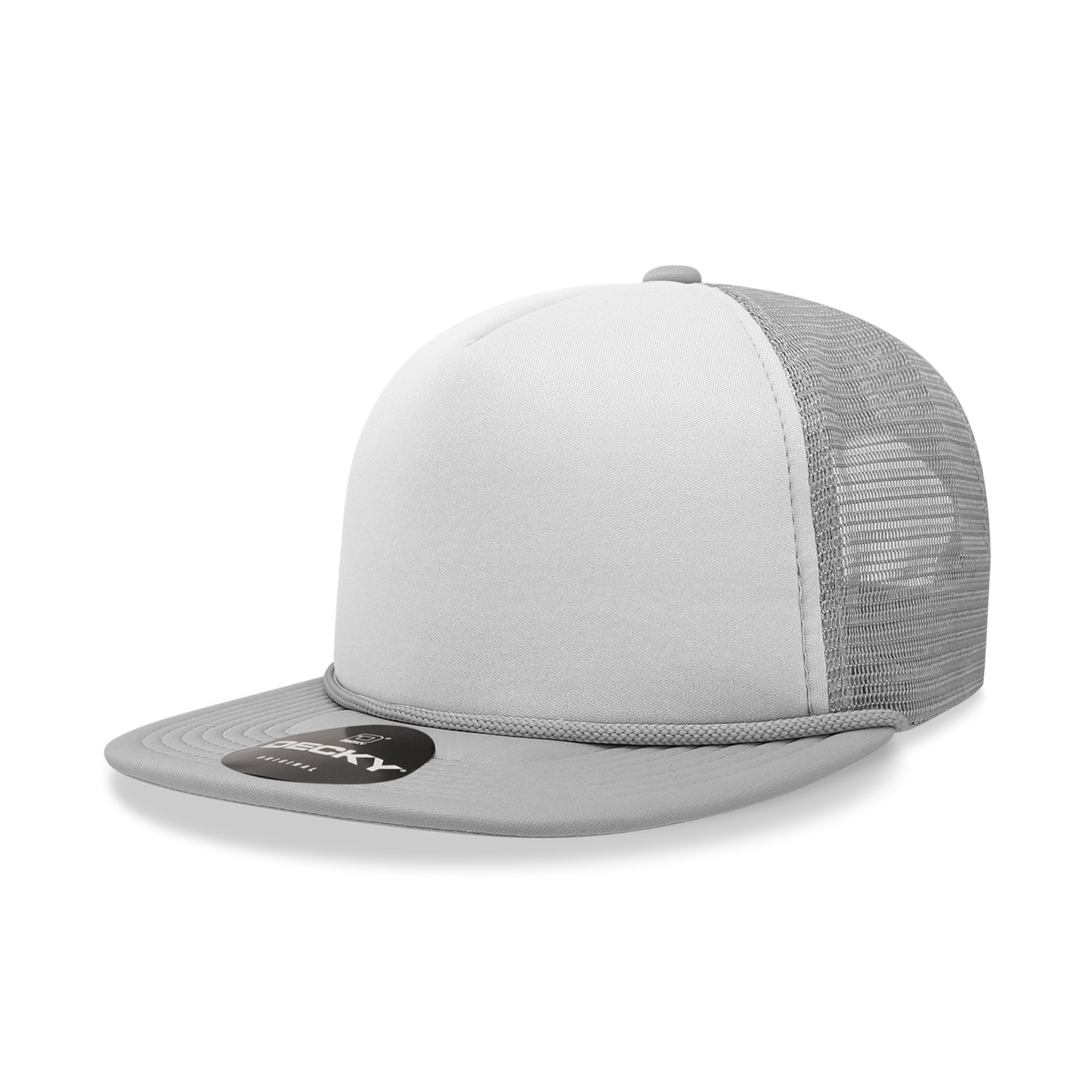 Decky 224 Two Tone Flat Bill Foam Trucker Cap - 60% Polyester, 40% Nyl