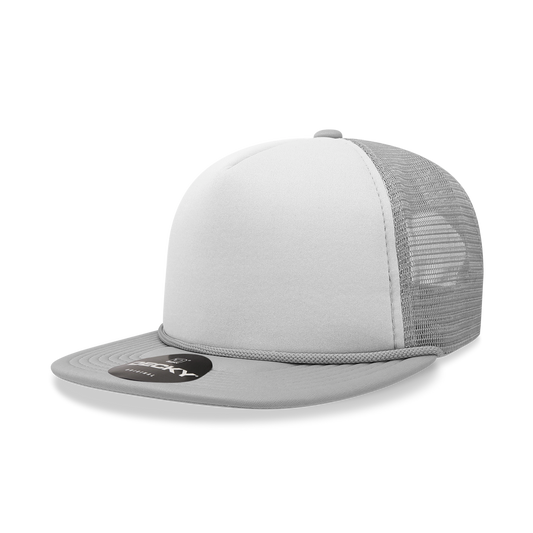Decky 224 Two Tone Flat Bill Foam Trucker Cap - 60% Polyester, 40% Nyl