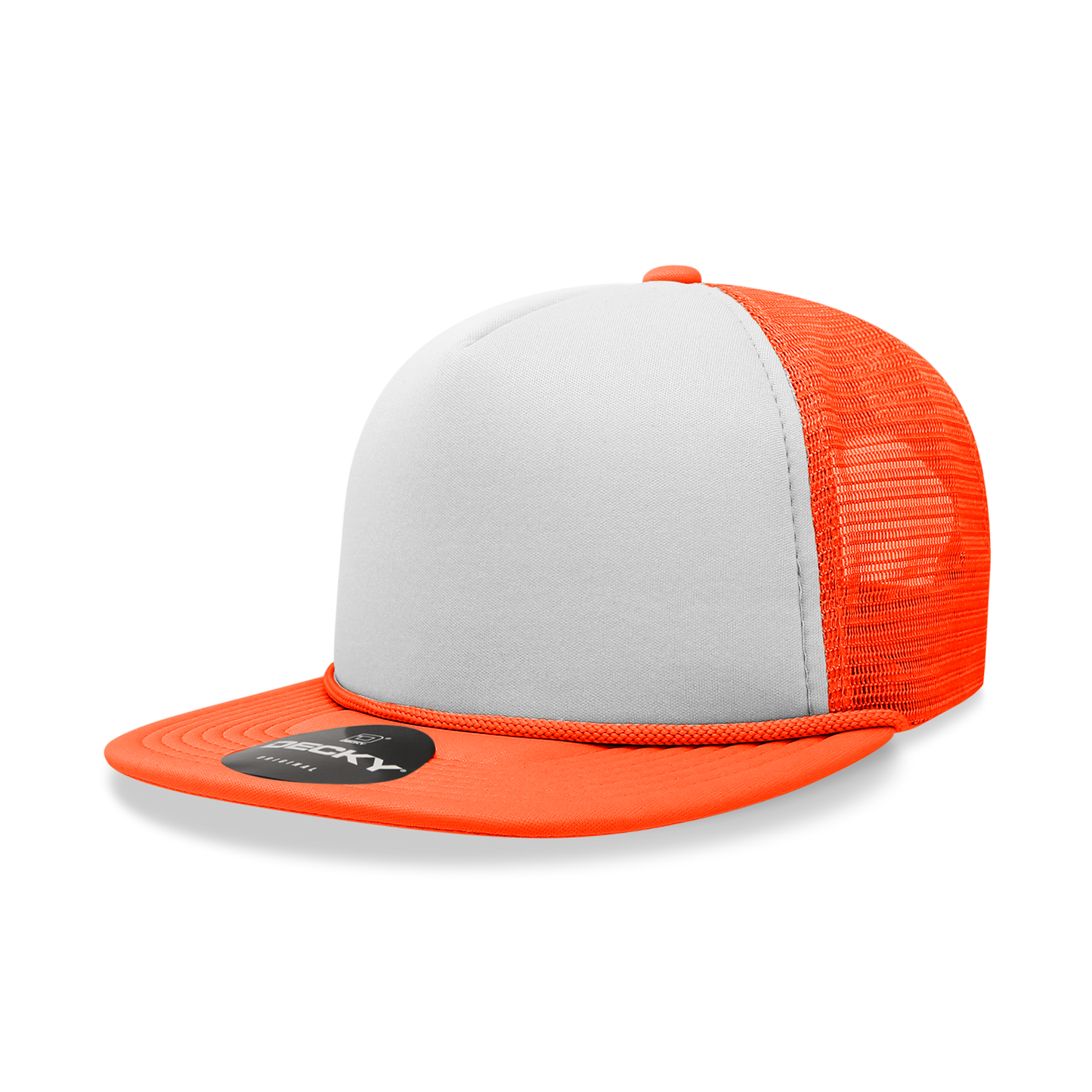 Decky 224 Two Tone Flat Bill Foam Trucker Cap - 60% Polyester, 40% Nyl