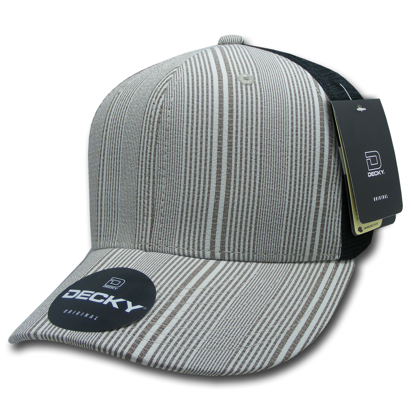 Decky 6018 Mid Crown Plaid Black Mesh Hat - 50% Cotton, 50% Nylon