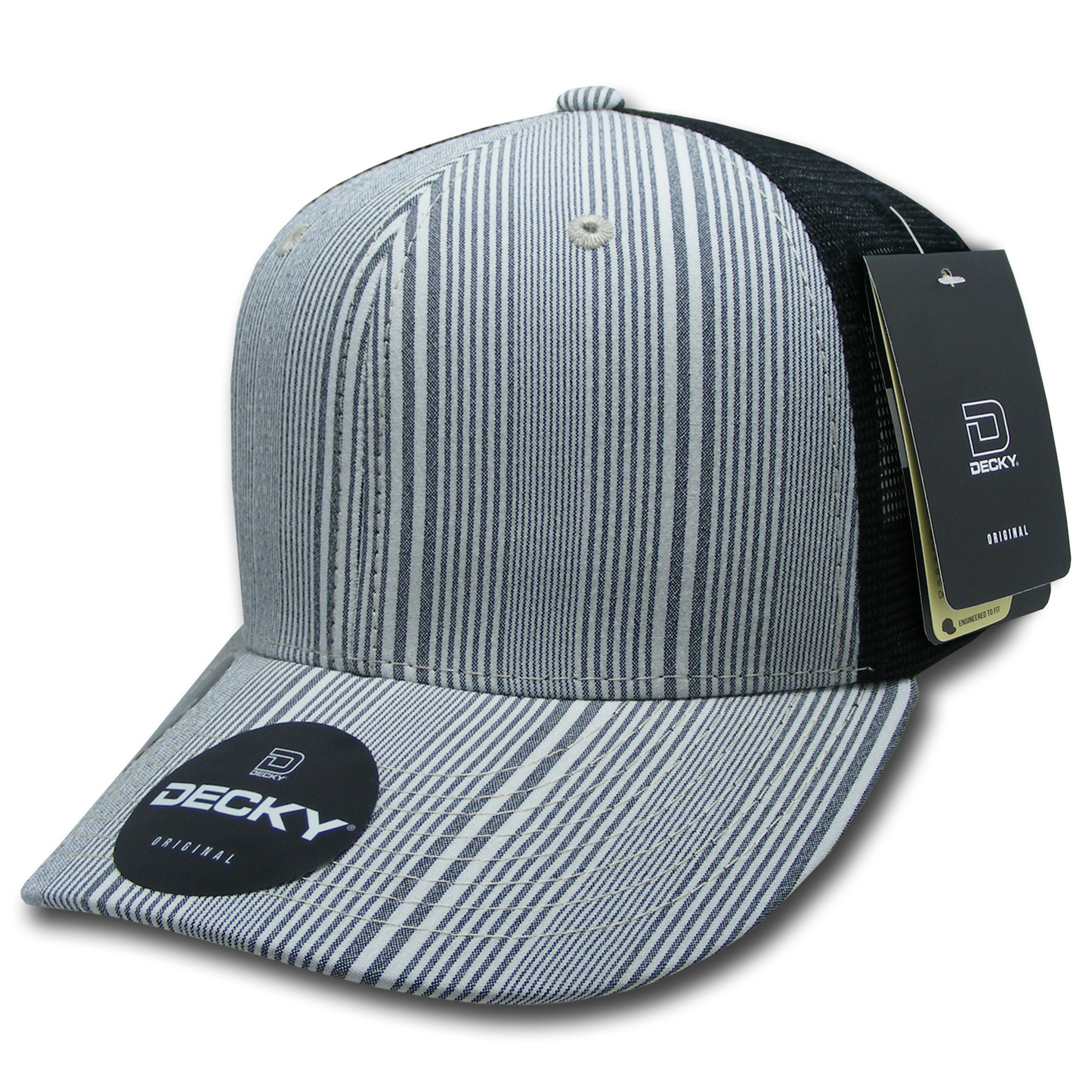 Decky 6018 Mid Crown Plaid Black Mesh Hat - 50% Cotton, 50% Nylon