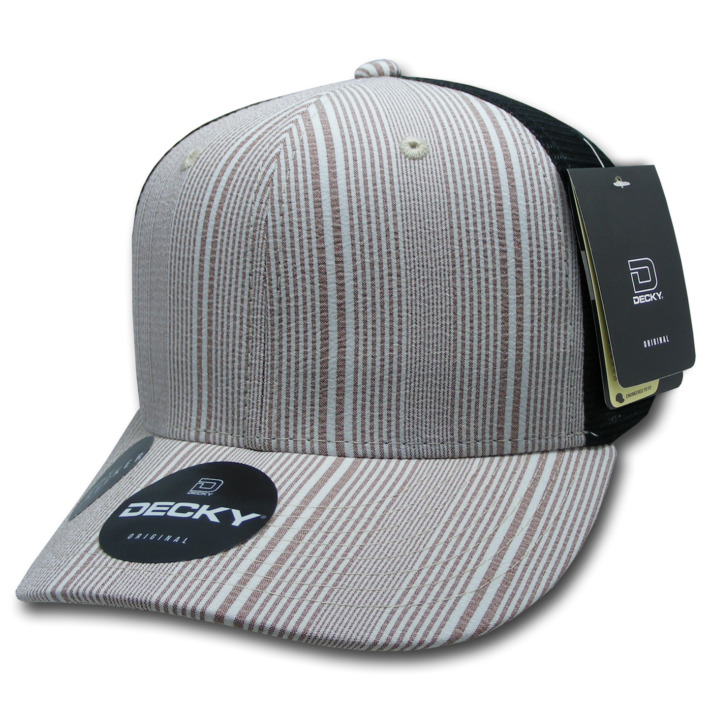 Decky 6018 Mid Crown Plaid Black Mesh Hat - 50% Cotton, 50% Nylon