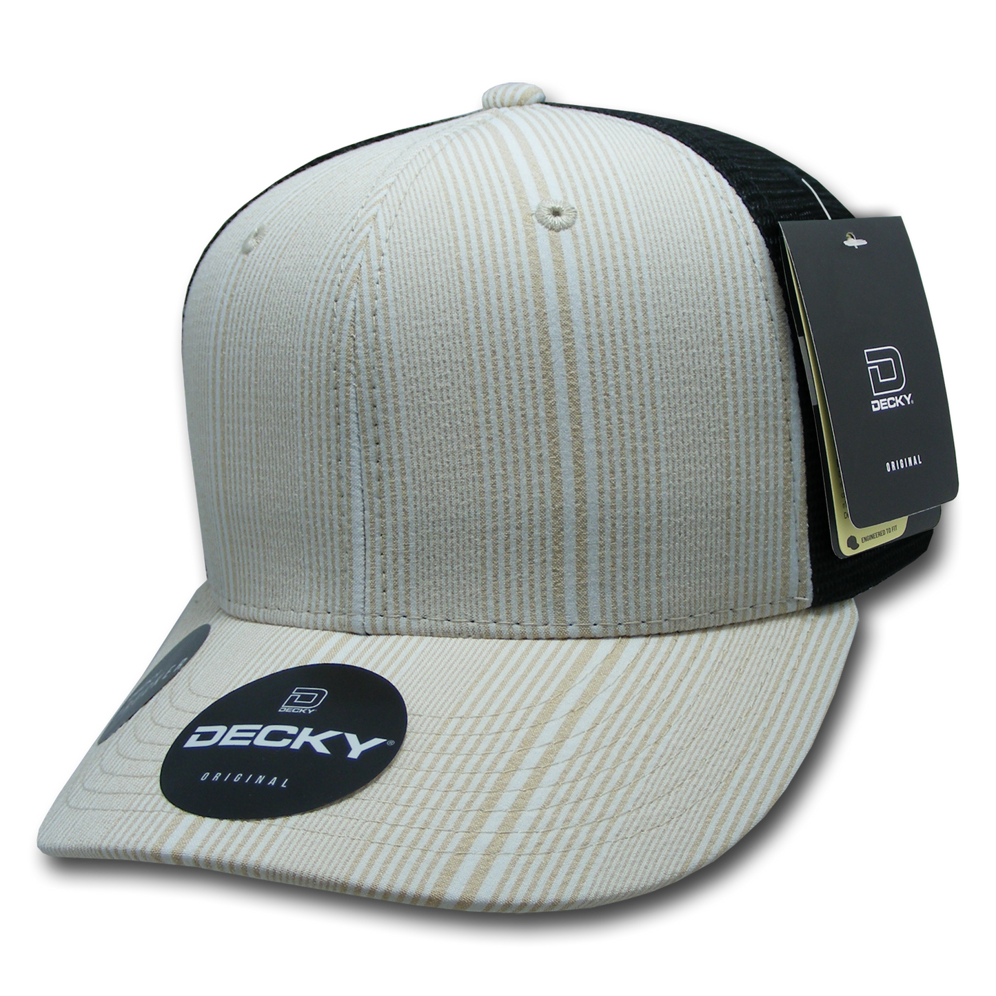 Decky 6018 Mid Crown Plaid Black Mesh Hat - 50% Cotton, 50% Nylon