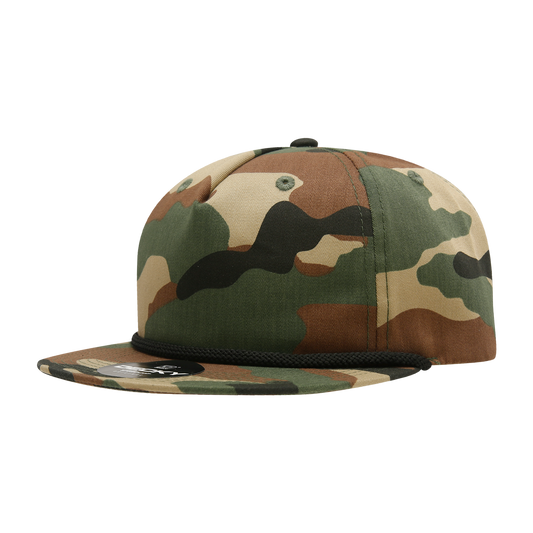Decky 5 Panel High Profile Relaxed Camo Rope Hat