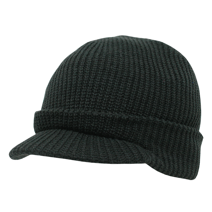 Decky 605 Beanie Hat - 100% Acrylic, Curved Brim