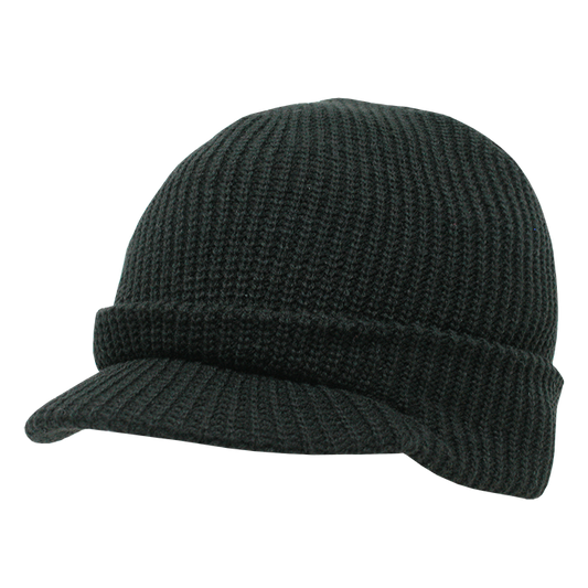 Decky 605 Beanie Hat - 100% Acrylic, Curved Brim