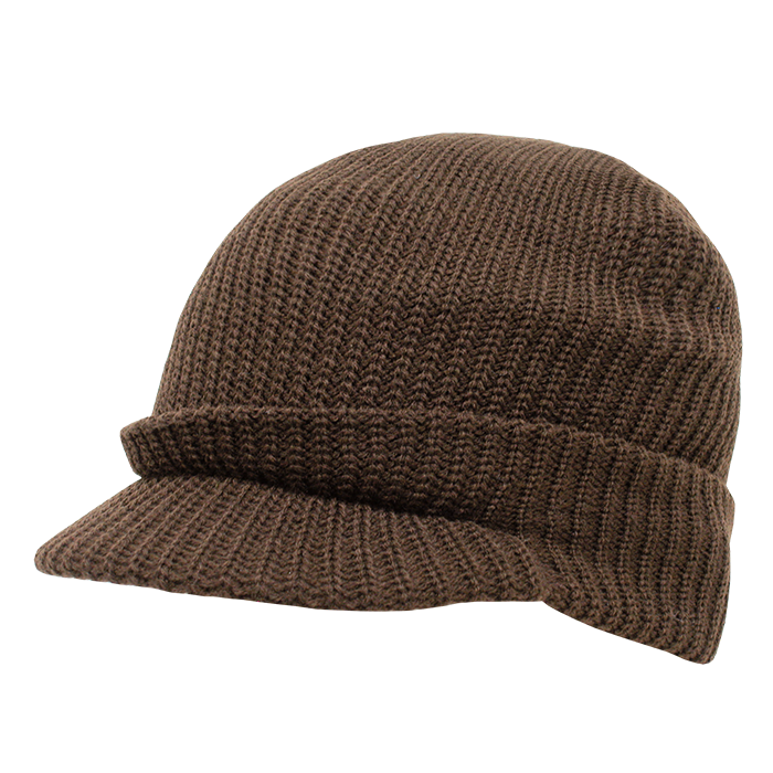 Decky 605 Beanie Hat - 100% Acrylic, Curved Brim