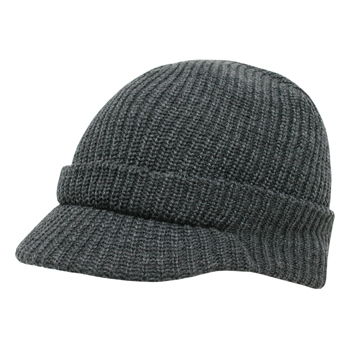 Decky 605 Beanie Hat - 100% Acrylic, Curved Brim