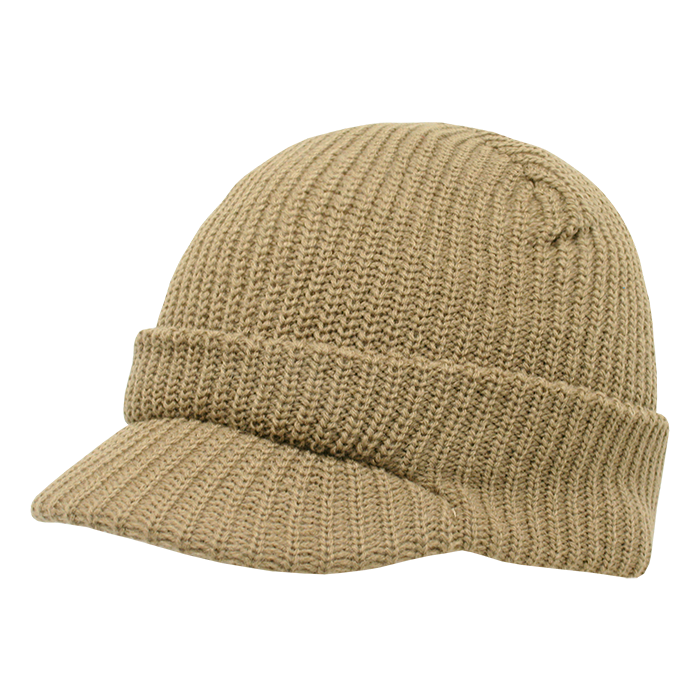 Decky 605 Beanie Hat - 100% Acrylic, Curved Brim
