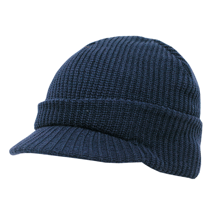 Decky 605 Beanie Hat - 100% Acrylic, Curved Brim