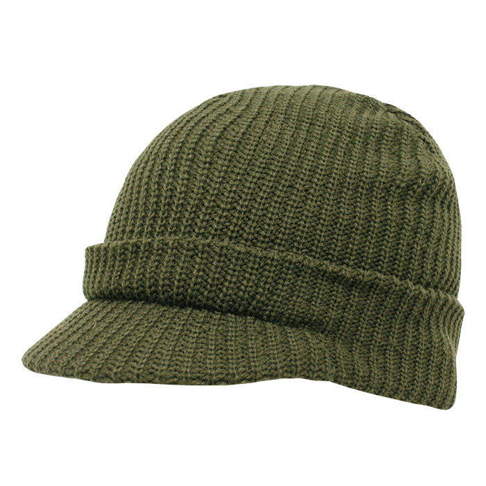 Decky 605 Beanie Hat - 100% Acrylic, Curved Brim