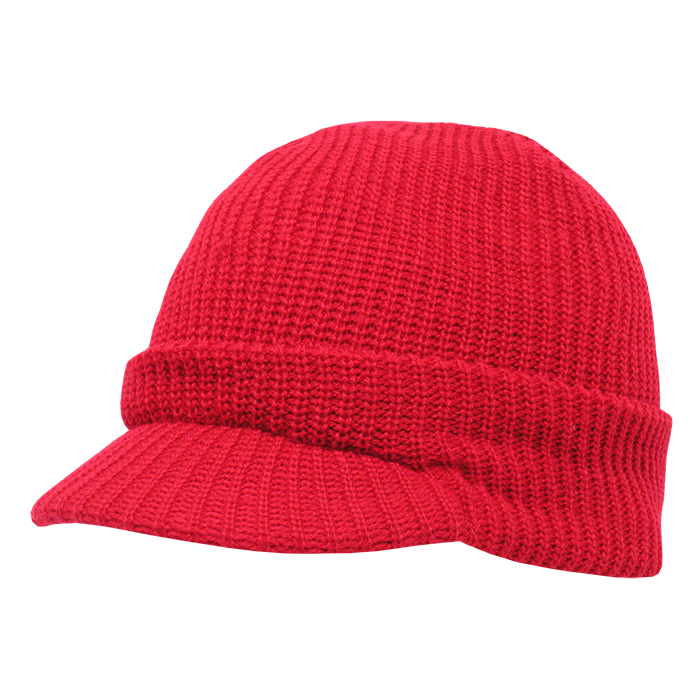 Decky 605 Beanie Hat - 100% Acrylic, Curved Brim