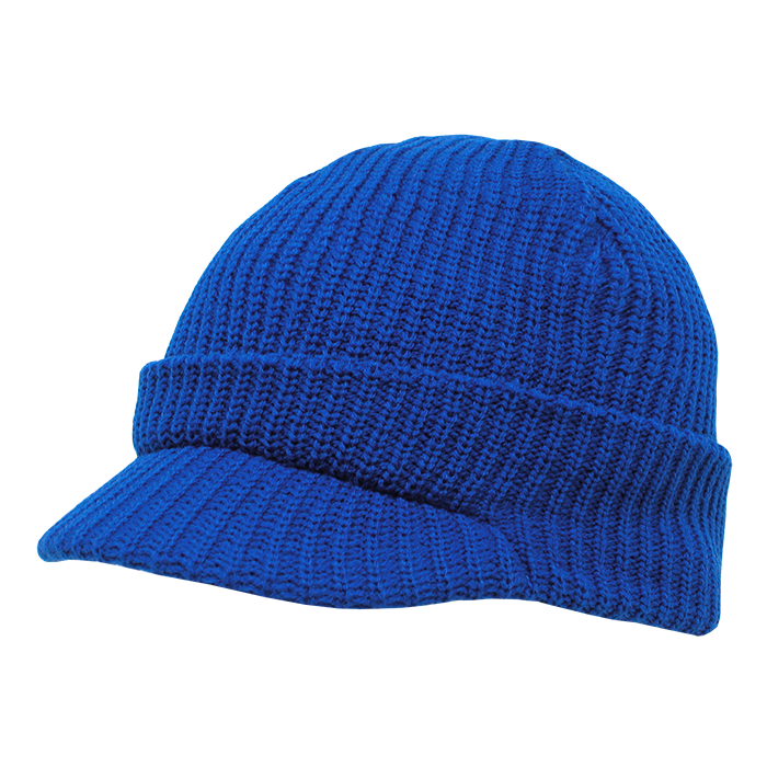 Decky 605 Beanie Hat - 100% Acrylic, Curved Brim